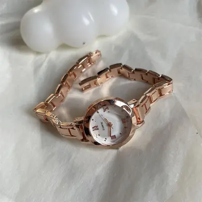 French style minimalist women's quartz watch slim band - 9