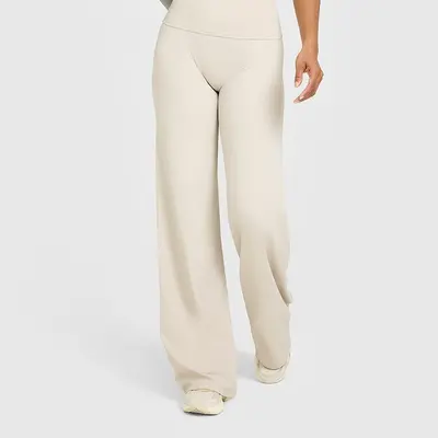 Kadın Bol Kesim Düz Paça Yoga Pantolonu, Yüksek Bel, Dikişsiz - 8