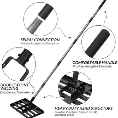 Stainless Steel Lawn Leveling Rake, Golf Course Soil Leveler