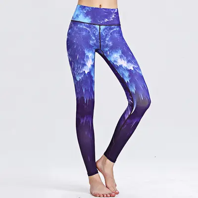 Printed Women's Yoga Pants, High-Waist, Quick-Dry Long Leggings - 10