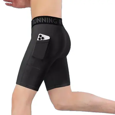 Men's Compression Running Shorts with Phone Pocket, 5-Inch Quick-Dry - 5