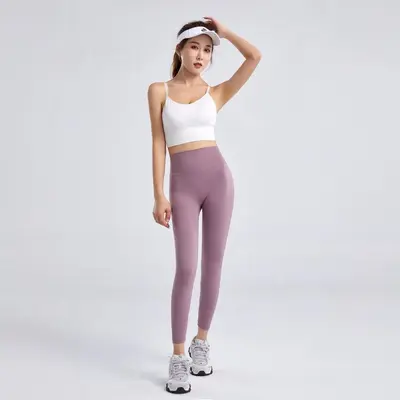 跨境高腰收腹提臀无尴尬线瑜伽裤女普拉提健身弹力裸感鲨鱼裤外穿