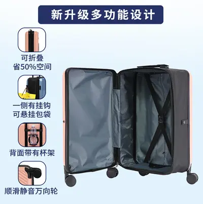 Foldable Trolley Suitcase with Spinner Wheels and Combination Lock - 3