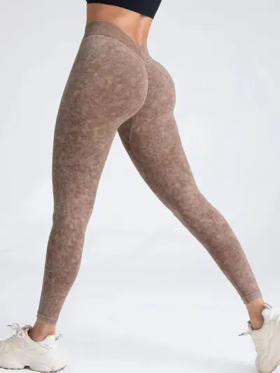 Yüksek Belli Yoga Pantolonu, V Bel Fitilli, Karın Sıkılaştırıcı - 8
