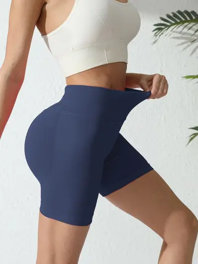 Dikişsiz yüksek belli yoga şortu, nefes alabilen, kalça kaldırıcı - 9