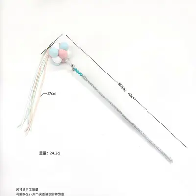 Feather Cat Teaser Wand with Bell and Bite-Resistant Plush Ball - 10