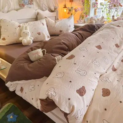 Class A Ultra-Soft Double-Layer Gauze Four-Piece Bedding Set - 7