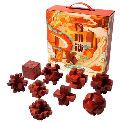 Kinder-Lernspielzeug Holz-Steckpuzzle-Set, Kong-Ming- und Lu-Ban-Schloss, ab 3 Jahren - 6