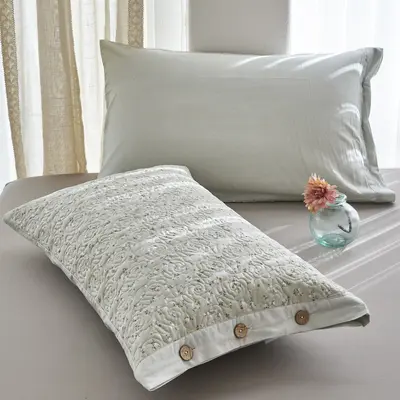 100% Cotton Button Pillow Cover, 48x74 cm, Single Size - 12