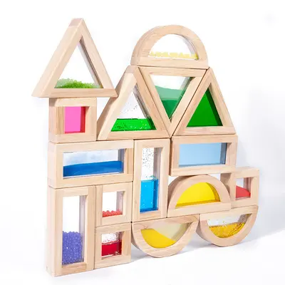 Wooden Acrylic Rainbow Light Shadow Building Blocks