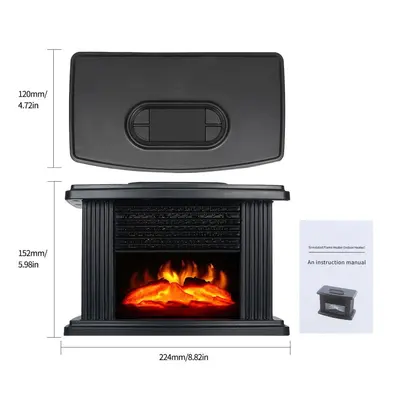 Fireplace-Style Electric Heater Fan, Household, Compact Desktop