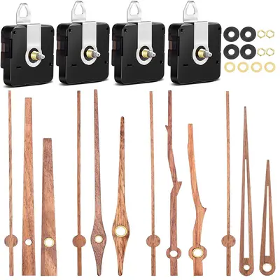 DIY Silent Wall Clock Movement, Long Shaft Sweep Second Hand, 4 Models with Walnut Wood Ha - 8