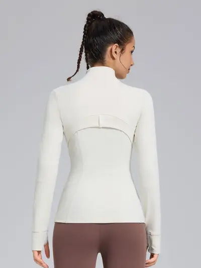 Define Long Sleeve Women's Yoga Top, Stand Collar, Thick Fabric