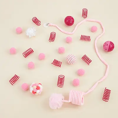 Spring Bell Ball Cat Toy Set, Self-Play, Chew-Resistant - 5