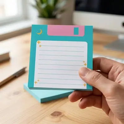 50 yapraklı retro disket temalı yapışkanlı not kağıdı, DIY yaratıcı