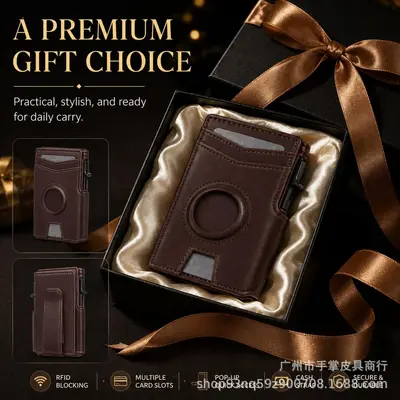 AirTag Compatible Aluminum Box Men's Short Wallet, Magnetic Multi-Card Holder with RFID An - 4