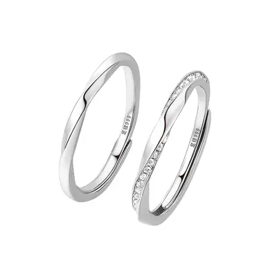 S999 Sterlingsilber Möbius Diamant Ring Doppel - 6