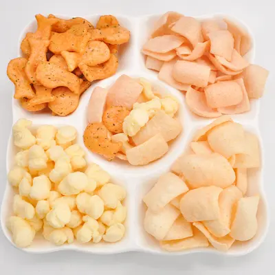 Garnelenchips, Garnelenstreifen und Zwiebelringe Snackmix, 61er Geschenkpackung