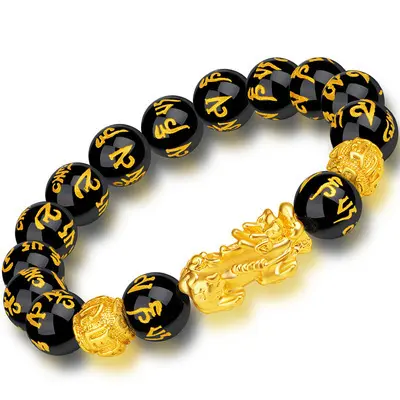 Pixiu bilekliği, 999 altın obsidyen, erkekler ve kadınlar