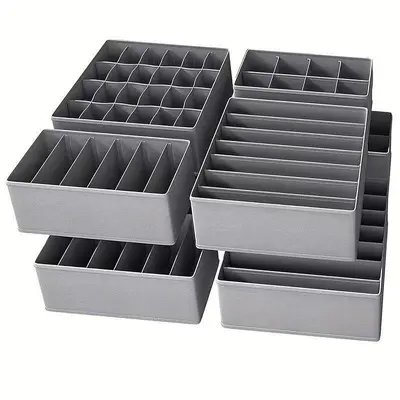 Home Compartment Nonwoven Grid Socks Underwear Storage Box Collapsible Drawer Fabric Storage Container