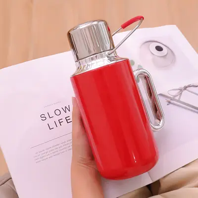 Mechanical Temperature Display All-Steel Thermos, Large Capacity with Handle - 8