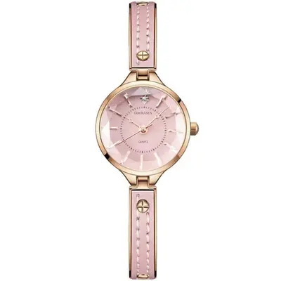 Gubosen Armband-Damenuhr mit rosa Lederarmband - 7