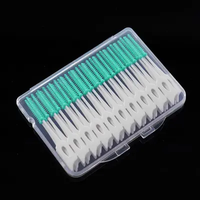 Ortodonti için diş arası fırçası, yumuşak silikon kürdan fırçası, turuncu, mavi, yeşil, 20/40 silikon kürdan - 11