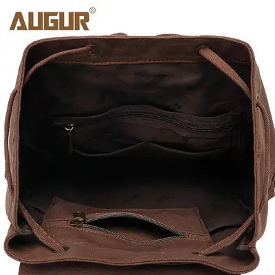 AUGUR Alge Canvas Retro Men's Backpack with Computer Compartment, Student Bag - 6