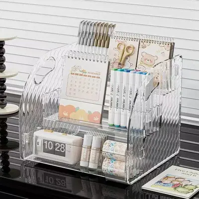 Clear acrylic cosmetics organizer tiered shelf desktop - 5