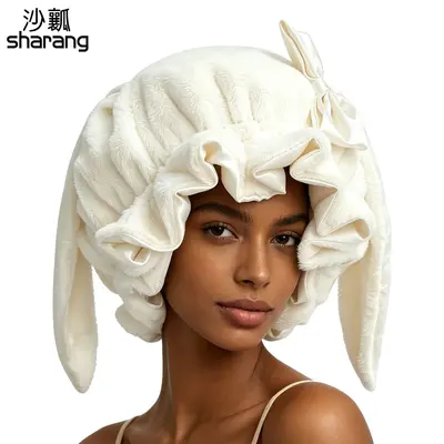 Double-Layer Bunny Ear Cap, Women's Hair-Protecting Satin Sleep Cap - 8
