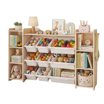 Grenzüberschreitender Massivholz-Mehrschicht-Montessori-Kindergarten-Spielzeugständer Aufbewahrungsschrank Kinderregal Spielzeugaufbewahrungsständer