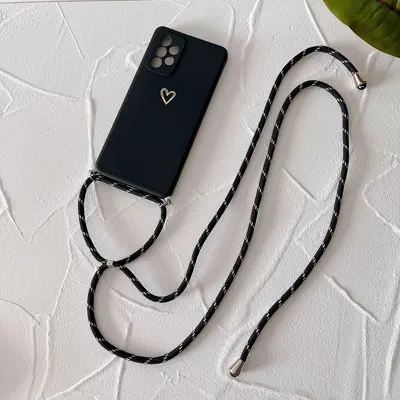 Crossbody Protective Case for Samsung A51/A71 and S21FE with Small Gold Heart Charm, Fits - 7