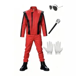 MJ Michael Jackson Cosplay Kostüm Seti, Çocuk ve Yetişkin, Step Dansı - 10