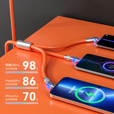 120W 3-in-1 Drehbares Schnellladekabel, Zinklegierung