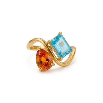 12 Birthstone Ring Replaceable Colored Gemstone Ring Luxury Titanium Steel Gold Plated Ring Women