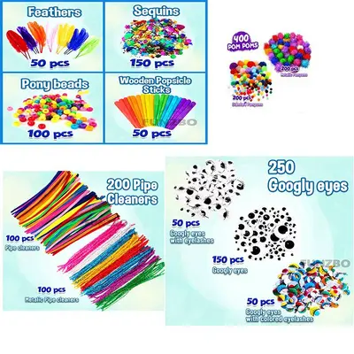 Children's Handmade Educational Craft Material Kit, 1200 Pieces - 2