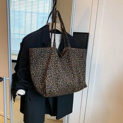 Leopard Print Canvas Tote Bag, 2025 Style, Large Capacity - 4