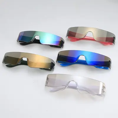 Punk-Sportsonnenbrille, einteiliges rahmenloses Design - 3