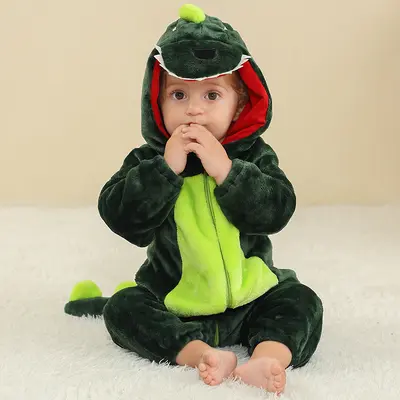 Flannel Dinosaur Crawl Suit for Babies and Toddlers - 8