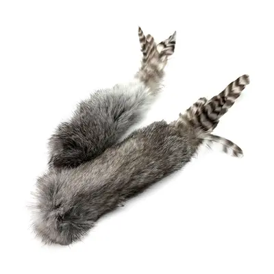 Katzenminze-Plüschspielzeug mit Kaninchenfell, Quietscher und Kuschel-Federfigur - 6
