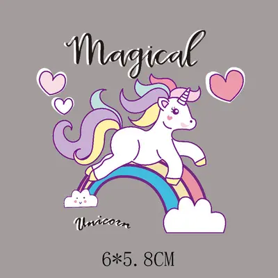 Cute Unicorn Heat Transfer Patch for Children's Clothing, Offset Print - 11