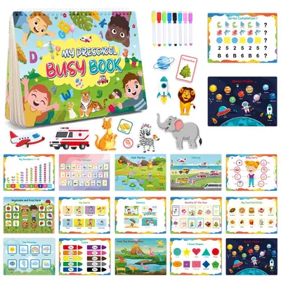 Meşgul kitap (busy book), çocuklar için erken eğitim yapıştırma ve açılır kitap - 12