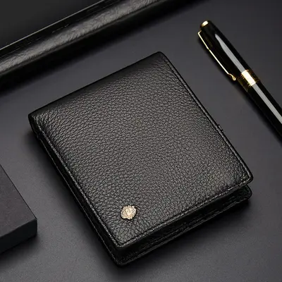 Men's Short Horizontal Genuine Leather Wallet with Zipper - 5