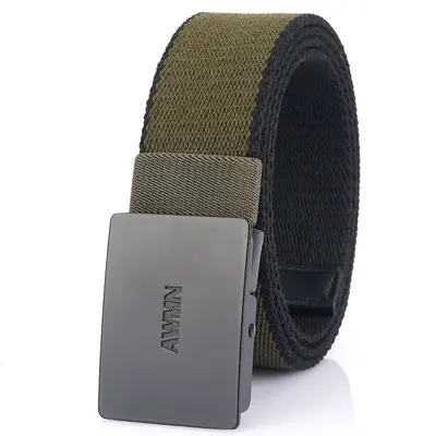 Men's canvas belt, comfortable casual jeans belt, customizable logo - 11