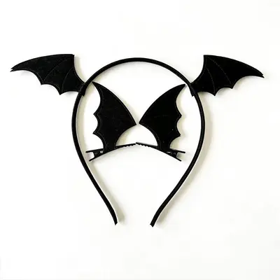 Halloween Headband Set with Bat Hair Clips and Devil Horns - 13