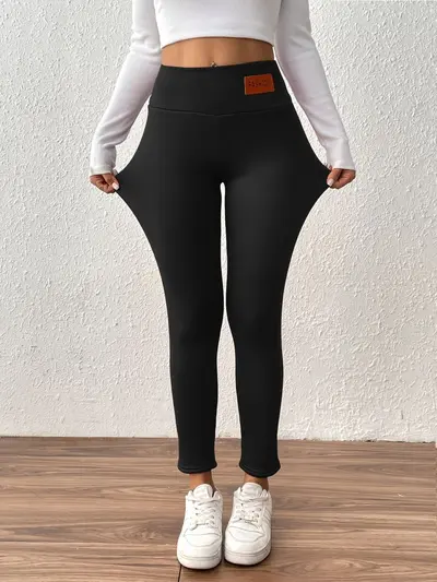 Yoga-Leggings mit Fleece-Fütterung, thermoisolierend, dehnbar - 7