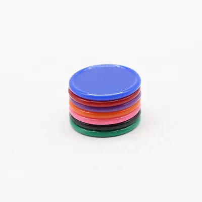 Plastic Chip Coins Without Face Value, Solid Color, Round Mahjong Tiles