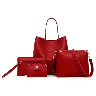 Litchi Pattern Women's Bag Set, 4 Pieces, Large Capacity - 4