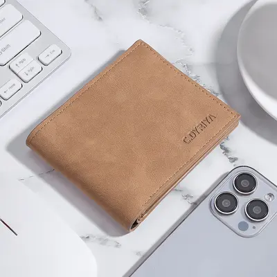 Men's Slim Short Soft Leather Wallet with Card Holder - 9