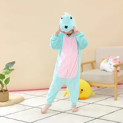 Thickened Winter Pajamas for Big Girls, One-Eyed Monster Print Crawl Suit